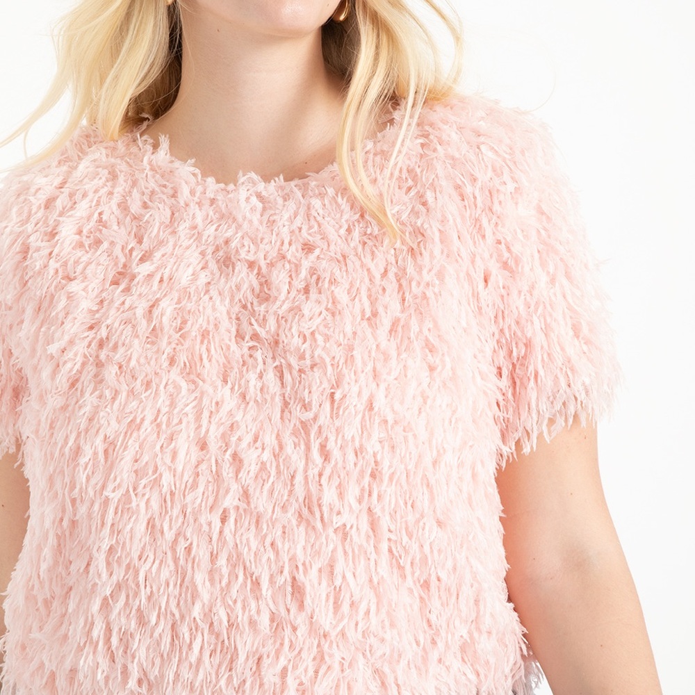 Crop Faux Feather Tee